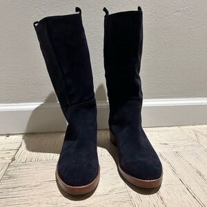 Elegant Midnight Navy Suede Women's Boots
